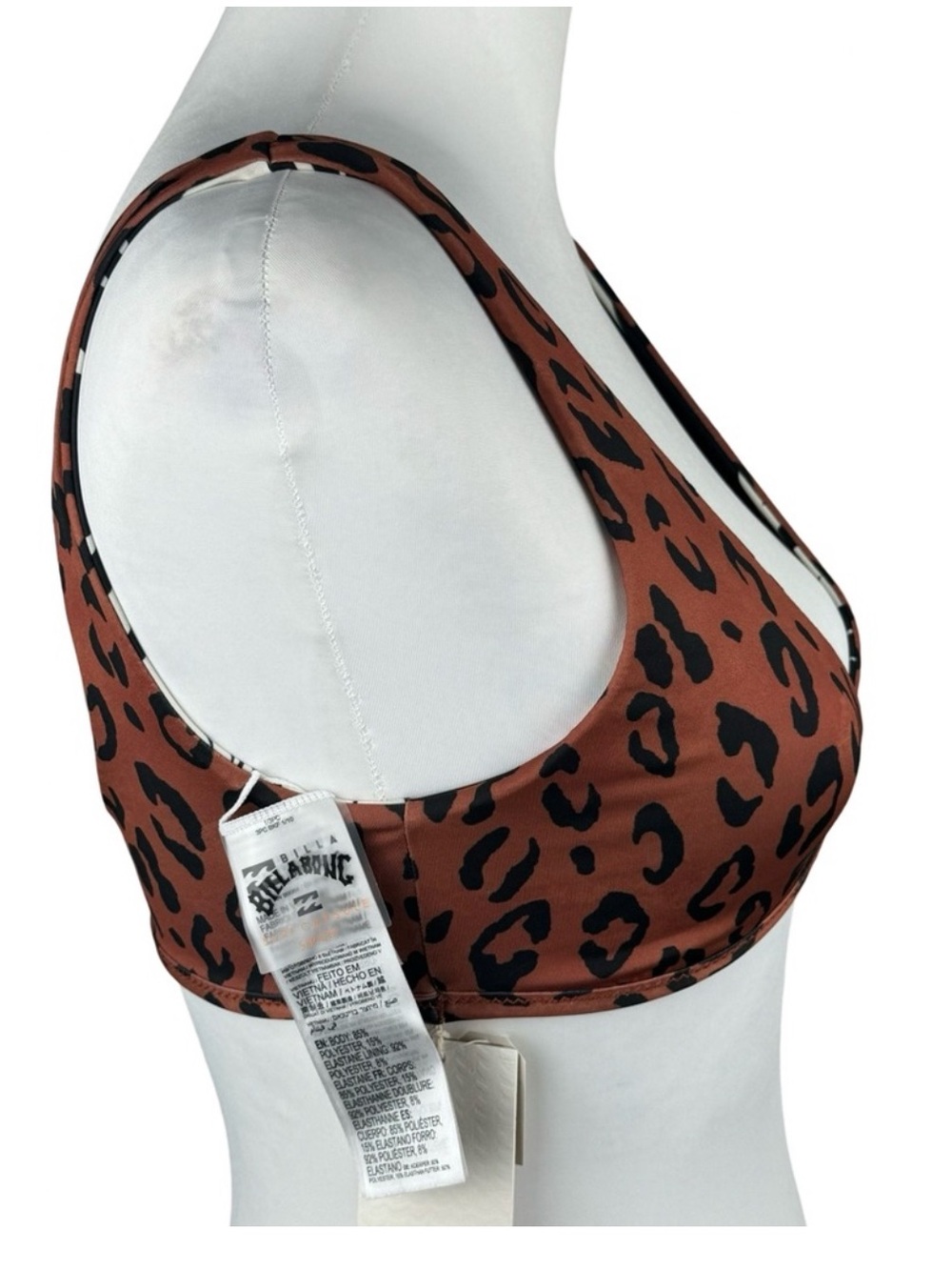 NWT Billabong Spotted N Paradise Reversible Ava Tank Bikini Top Leopard Tropical - Picture 6 of 15